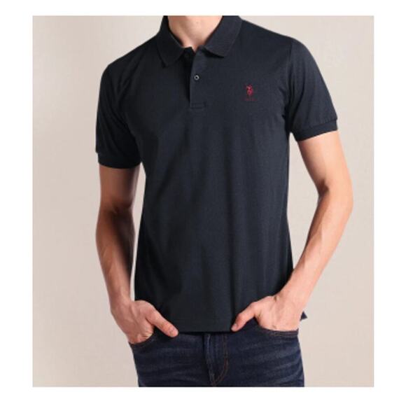 U.S. Polo Assn. Men's Black Cotton Relaxed Fit Ultimate Pique Polo Shirt Size L - Picture 1 of 8